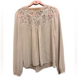 Vintage cream-colored lace sheer long-sleeve